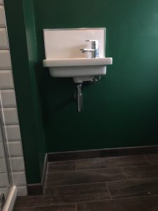 A new freestanding basin with tiled splash back. Part of a recent ensuite bathroom refurbishment in Bicester.