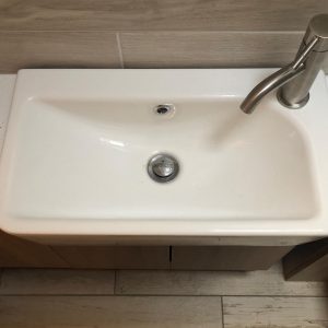 Grey & brown bathroom installation basin.