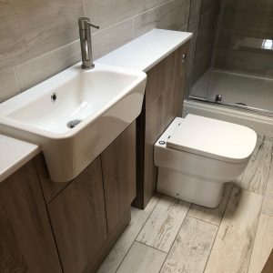Wooden effect slimline bathroom units