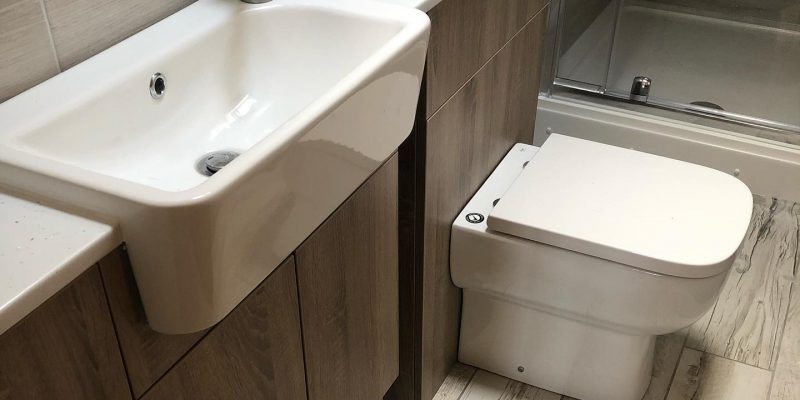 Wooden effect slimline bathroom units